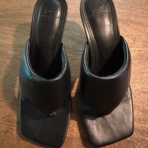 Marc Fisher Black Leather Mules